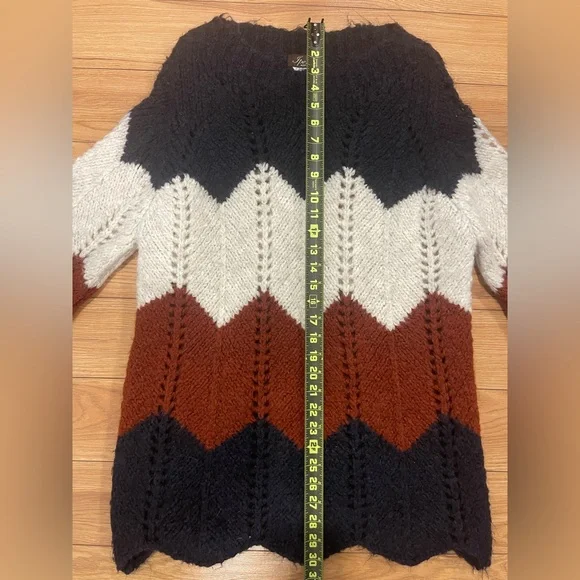 Iperico wool blend Chevron Knit chunky pullover Sweater long sleeves made Italie - Picture 5 of 8